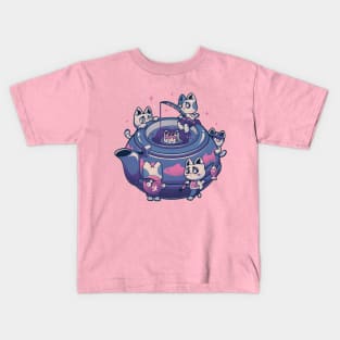 Plenty Cats in the Tea - Cute Fishing Kitty Gift Kids T-Shirt